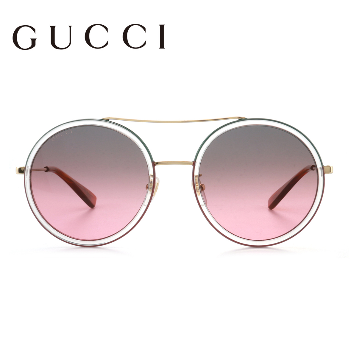 新款古驰gucci太阳镜女士时尚圆框墨镜小蜜蜂系列大脸眼镜gg0061s